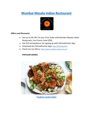 $5 Off - Mumbai Masala Indian Restaurant Ballina NSW| Delivery