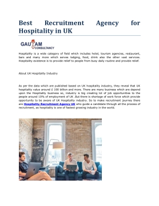 Best Recruitment Agency for Hospitality in UK