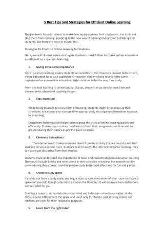 5 Best Tips and Strategies for Efficient Online Learning