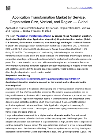 Application Transformation Market by Service, Organization Size, Vertical