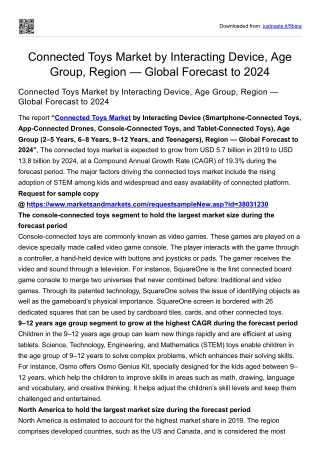 Connected Toys Market by Interacting Device, Age Group, Region — Global Forecast