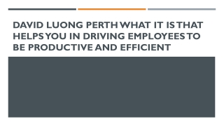 David Luong Perth What It Is That Helps You In Driving Employees To Be Productive And Efficient