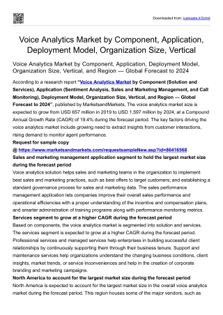 Voice Analytics Market by Component, Application, Deployment Model, Organization