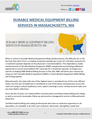 DURABLE MEDICAL EQUIPMENT BILLING SERVICES IN MASSACHUSETTS, MA