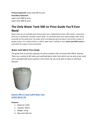 The Only Water Tank 500 Ltr Price Guide You'll Ever Need