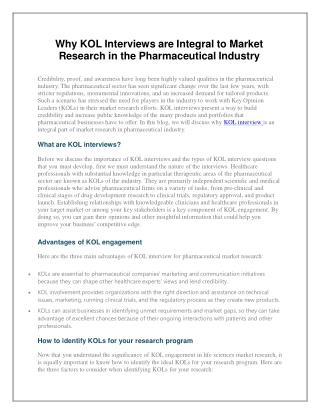 Why KOL Interviews are Integral to Market Research in the Pharmaceutical Industry