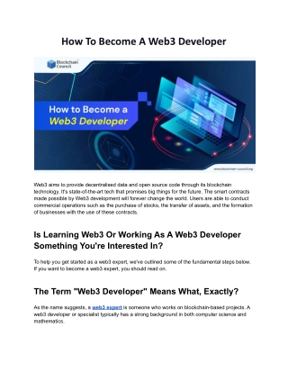 How To Become A Web3 Developer ?