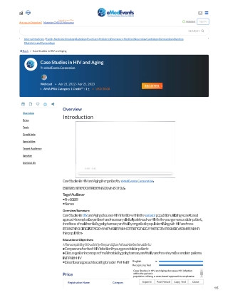 Case Studies in HIV and Aging 2022 Webcast eMedEvents