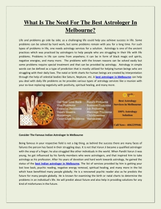 What Is The Need For The Best Astrologer In Melbourne?