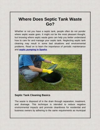 Where Does Septic Tank Waste Go?