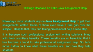 10 Huge Reasons To Take Java Assignment Help