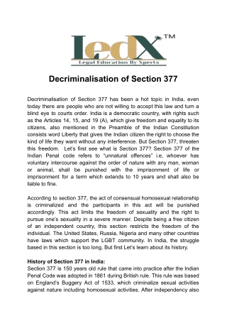 Decriminalization of Section 377