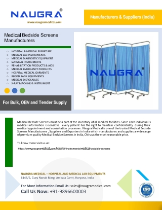 Medical bedside Screens Manufacturers