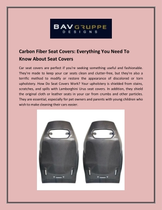 Carbon Fiber Seat Covers Everything You Need To Know About Seat Covers