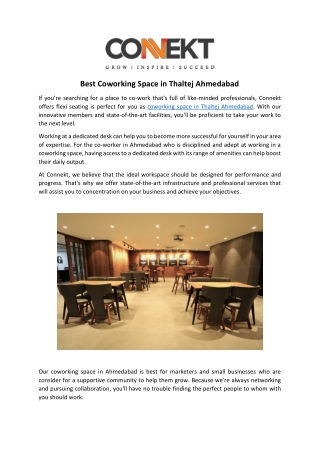 Coworking Space in Thaltej Ahmedabad