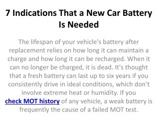 7 Indications That a New Car Battery Is Needed