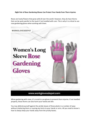 Right Pair of Rose Gardening Gloves Can Protect Your Hands from Thorn Injuries