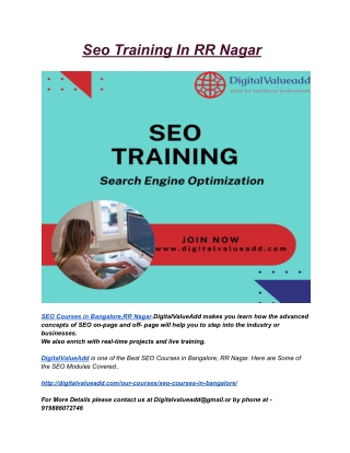 Seo Training In RR Nagar