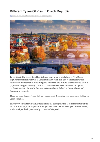 Different Types Of Visa in Czech Republic