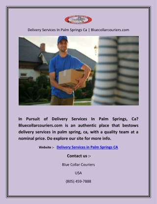 Delivery Services In Palm Springs Ca | Bluecollarcouriers.com