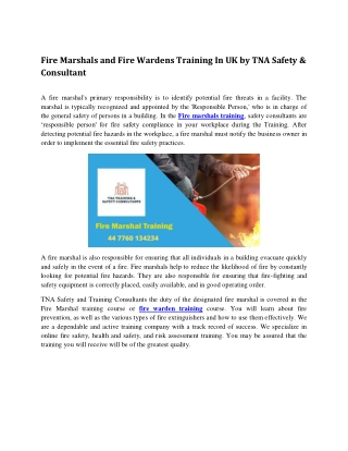 tna training Fire Warden Training& Fire Marshals Training pdf