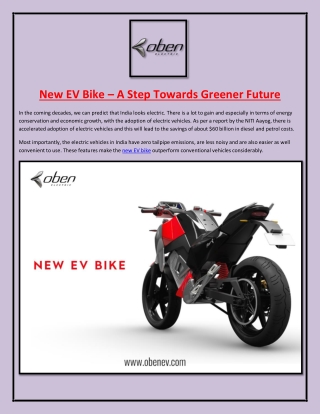 New EV Bike – A Step Towards Greener Future