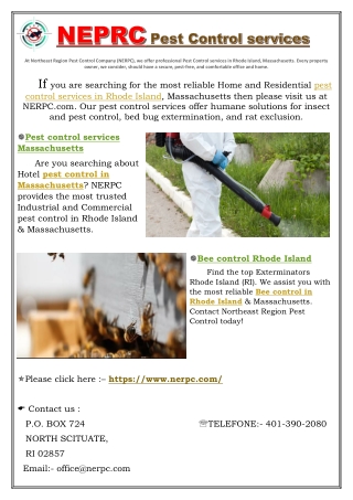 Pest control services Massachusetts