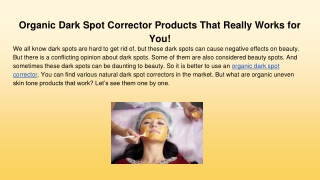 Organic Dark Spot Corrector Products That Really Works for You