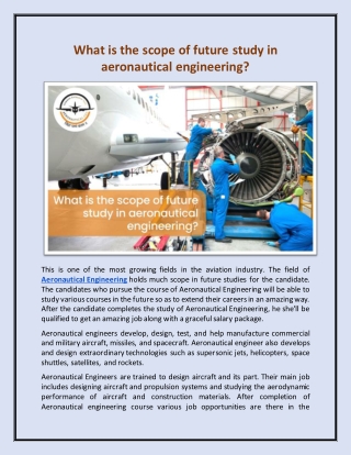 What is the scope of future study in aeronautical engineering