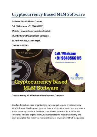 Cryptocurrency Based MLM Software