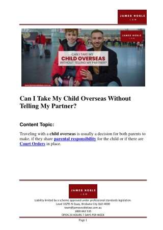 Can I Take My Child Overseas Without Telling My Partner