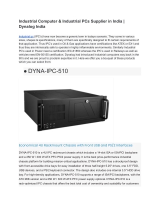 Industrial Computer & Industrial PCs Supplier in India _ Dynalog India