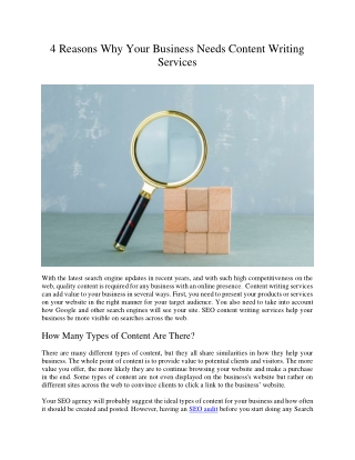 4 Reasons Why Your Business Needs Content Writing Services