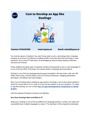 Cost to create an App like Duolingo