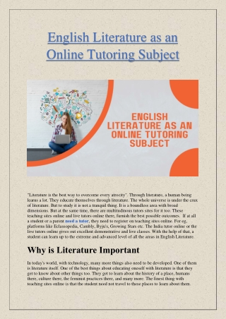 English Literature as an Online Tutoring Subject