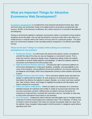 What are Important Things for Attractive Ecommerce Web Development?