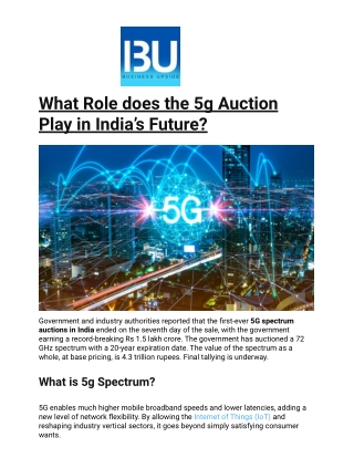 What Role does the 5g Auction Play in India’s Future_