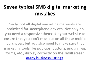 Seven typical SMB digital marketing mistakes