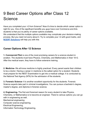 9 Best Career Options After Class 12 Science