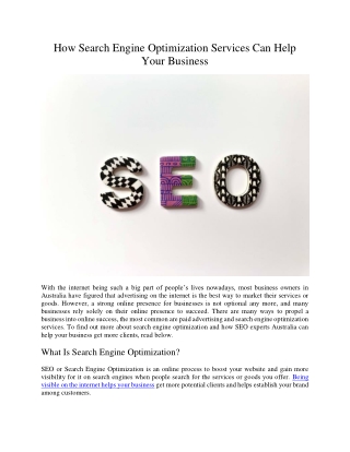 How Search Engine Optimization Services Can Help Your Business