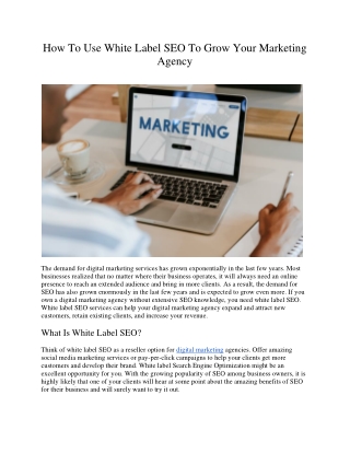 How To Use White Label SEO To Grow Your Marketing Agency