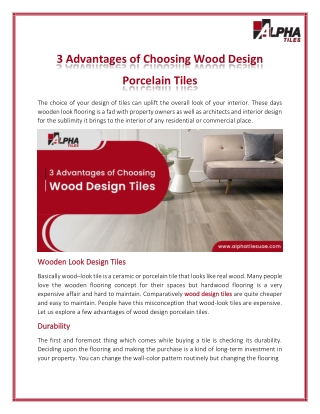 Top 3 Benefits of Wooden Design Tiles