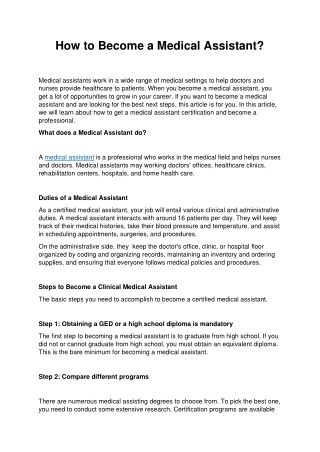 How to Become a Medical Assistant