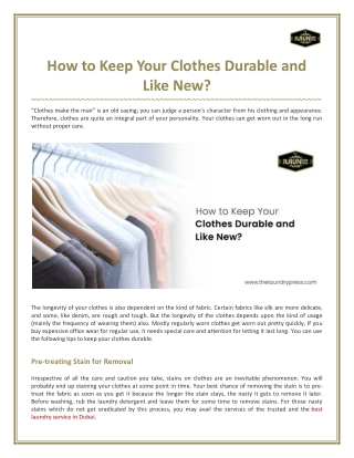 How to Keep Your Clothes Durable and Like New?
