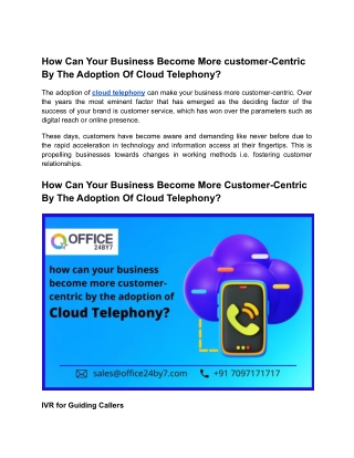 How Can Your Business Become More Customer-Centric By The Adoption Of Cloud Telephony