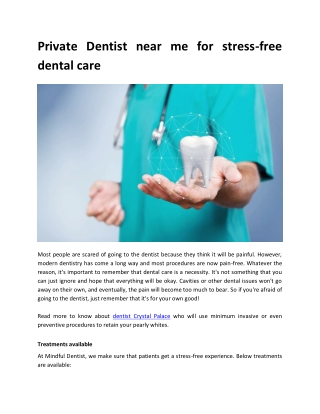 Private Dentist near me for stress-free dental care