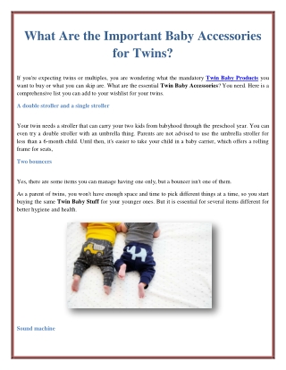 What Are the Important Baby Accessories for Twins?