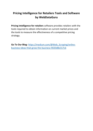 Pricing Intelligence for Retailers Tools and Software by WebDataGuru