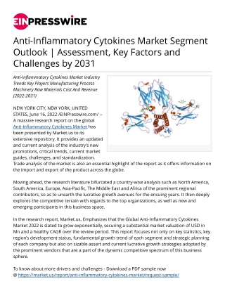 Anti-Inflammatory Cytokines Market Segment Outlook |