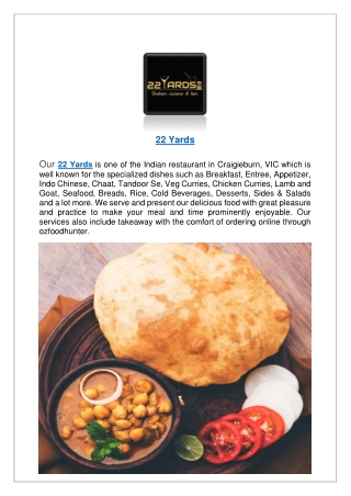 5% off - 22 Yards Takeaway Indian Restaurant Craigieburn, VIC